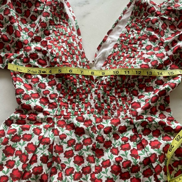 Maeve Floral Puff Sleeve Romper - Red and White - Picture 11 of 12